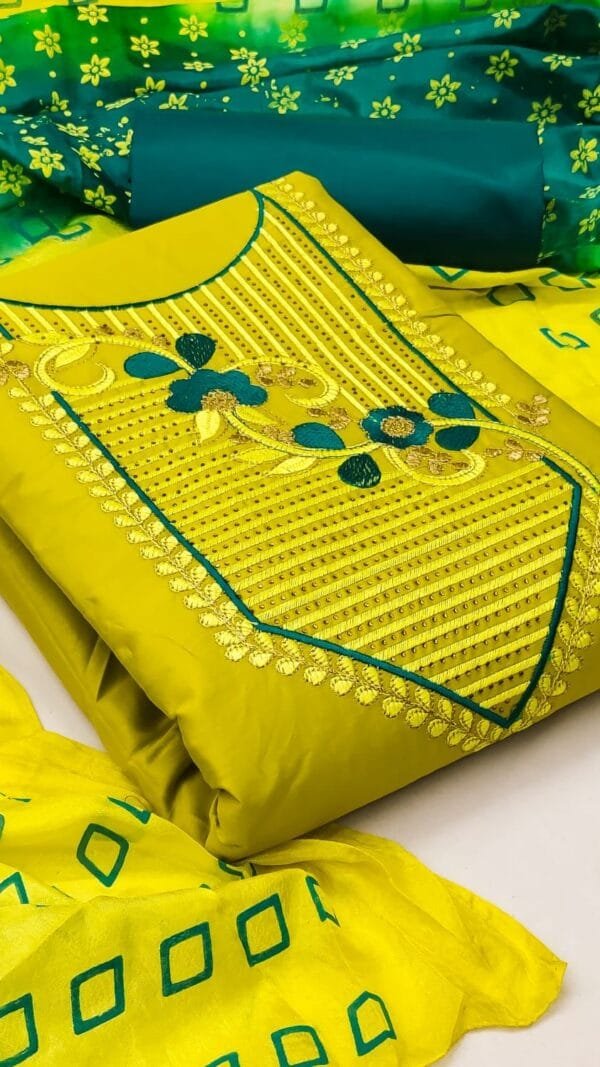 Cotton Dress Material With Zari Border