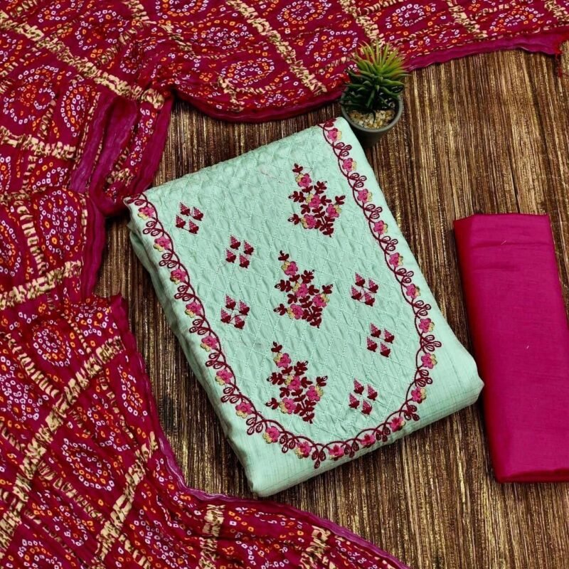 Buy Attractive Cotton Embroidered Dress Material with Dupatta Online In  India At Discounted Prices