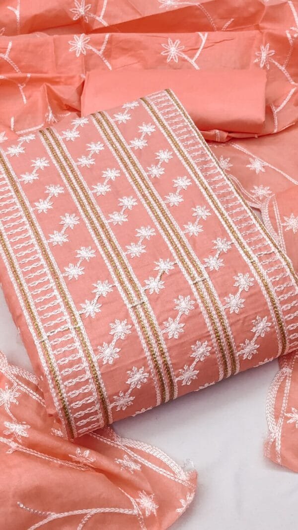 Mangalagiri Cotton Dress Material With Zari Border