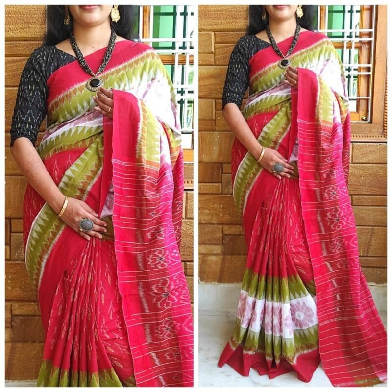 Buy White-Red Color Cotton Tant Bengal Handloom Saree (Without Blouse)  MC252270 | www.maanacreation.com