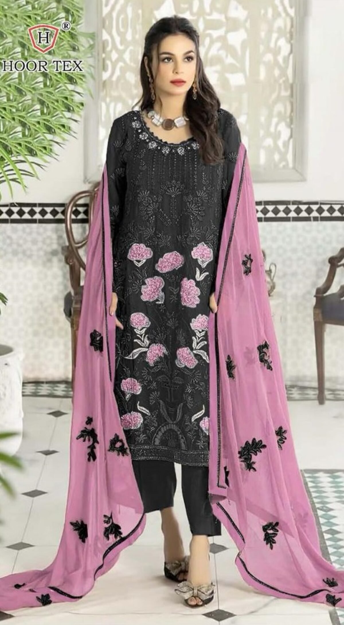black and pink dress pakistani Pink Black Salwar Kameez for Pakistani Party Dresses MEDIUM