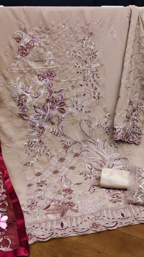 Brown Georgette with Sequence Embroidery Work Pakistani Suits in Sale