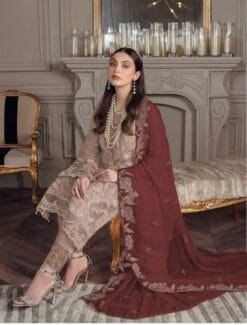 Brown Georgette with Sequence Embroidery Work Pakistani Suits in Sale
