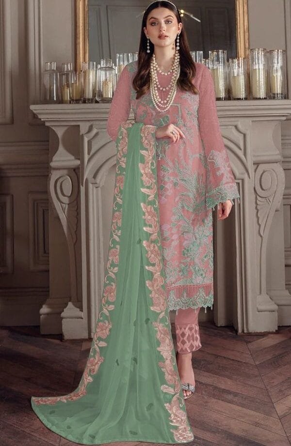 Light Pink Georgette with Sequence Embroidery Work Pakistani Suits in Sale