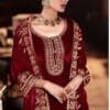 Maroon Pure Viscose Velvet with Embroidery Sequence Work Pakistani Suit Sale