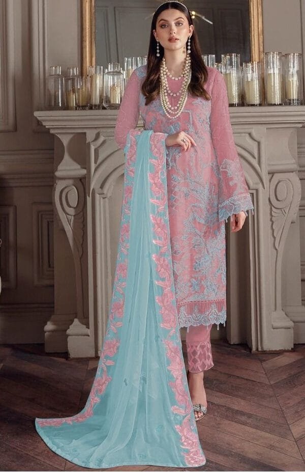 Pink Georgette with Sequence Embroidery Work Pakistani Suits in Sale
