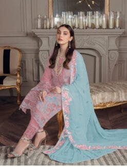 Pink Georgette with Sequence Embroidery Work Pakistani Suits in Sale
