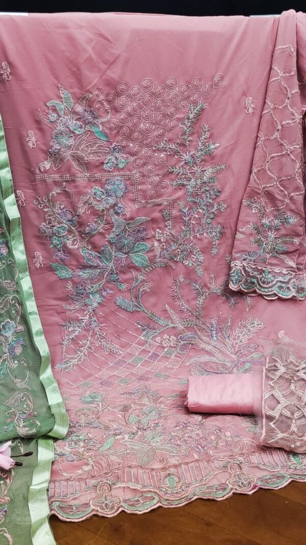 Pink Georgette with Sequence Embroidery Work Pakistani Suits in Sale