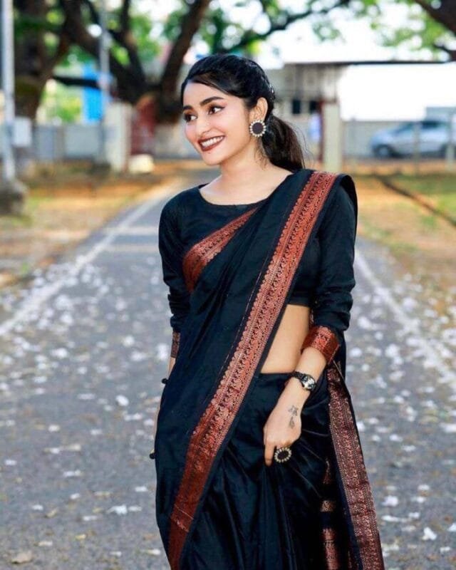 Black Banarasi Soft Silk Saree