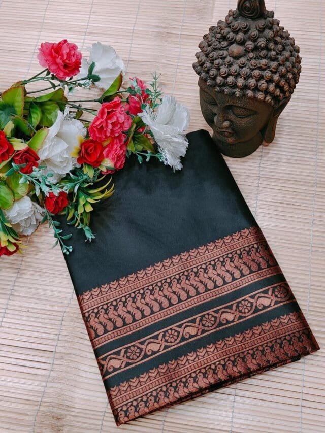 Black Banarasi Soft Silk Saree