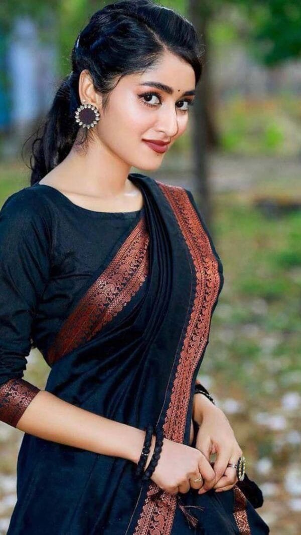 Black Banarasi Soft Silk Saree