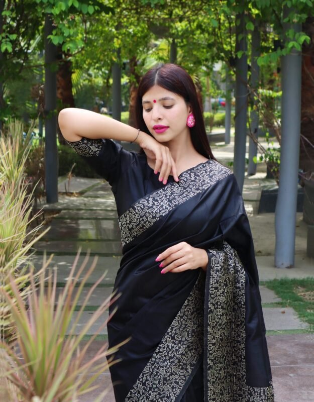 Buy BPLASH FASHION Woven Kanjivaram Pure Silk Black Sarees Online @ Best  Price In India | Flipkart.com