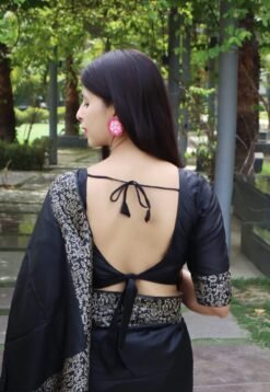 Black Banglori Handloom Raw Silk Saree