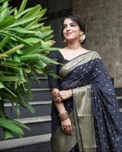 Black Colour Silk Jacquard Border Saree
