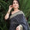 Black Colour Silk Jacquard Border Saree