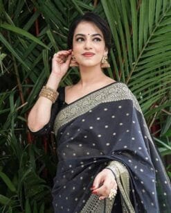 Black Colour Silk Jacquard Border Saree