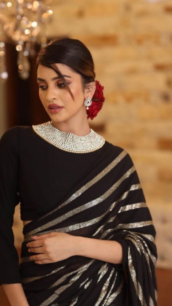 Black ColourSoft Georgette Designer Saree