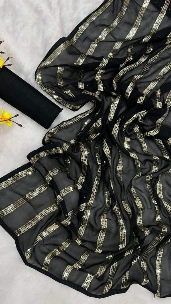 Black ColourSoft Georgette Designer Saree