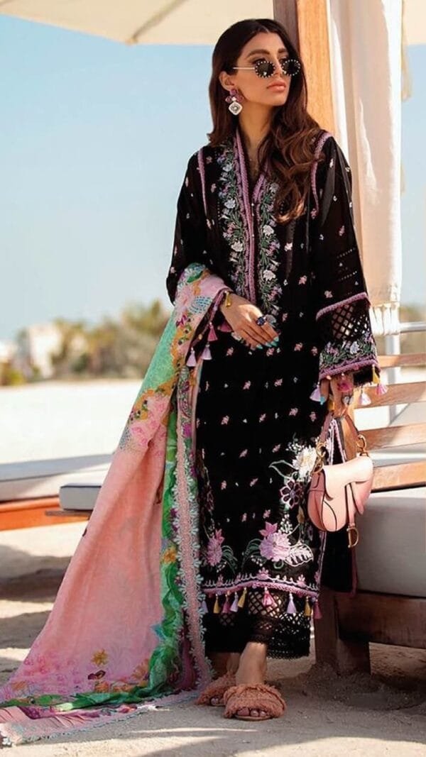 Black Cotton Embroidered Pakistani Suit Sale