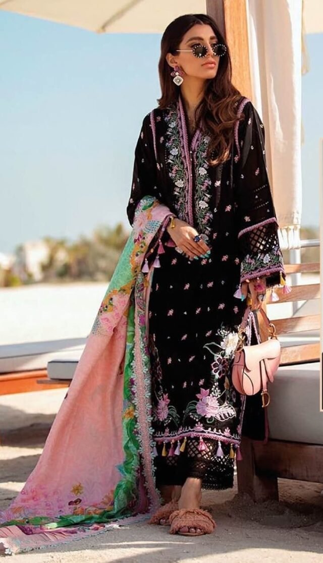 Black Cotton Embroidered Pakistani Suit Sale