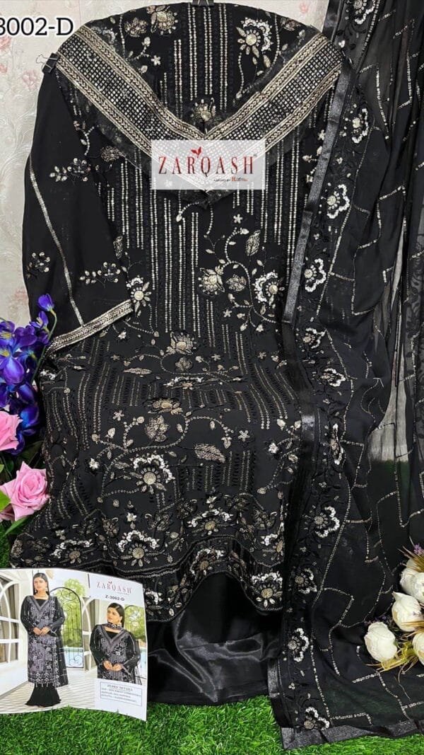 Black Georgette Heavy Embroidered Pakistani Suits In Sale