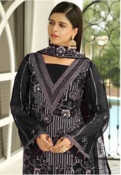 Black Georgette Heavy Embroidered Pakistani Suits In Sale