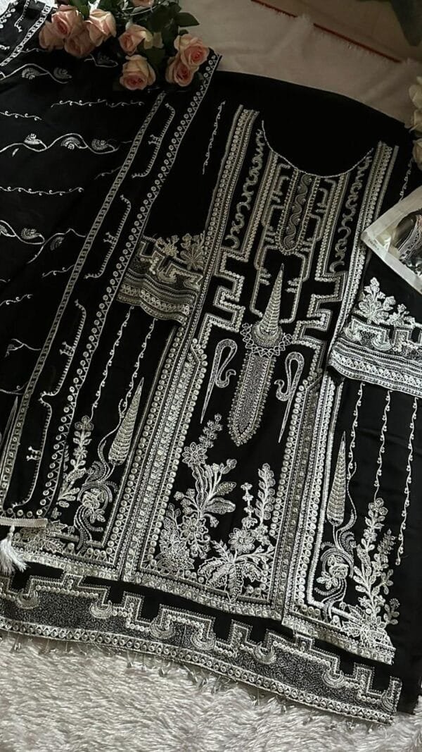 Black Heavy Georgette Fabric with Heavy Work Pakistani Suits in Sale