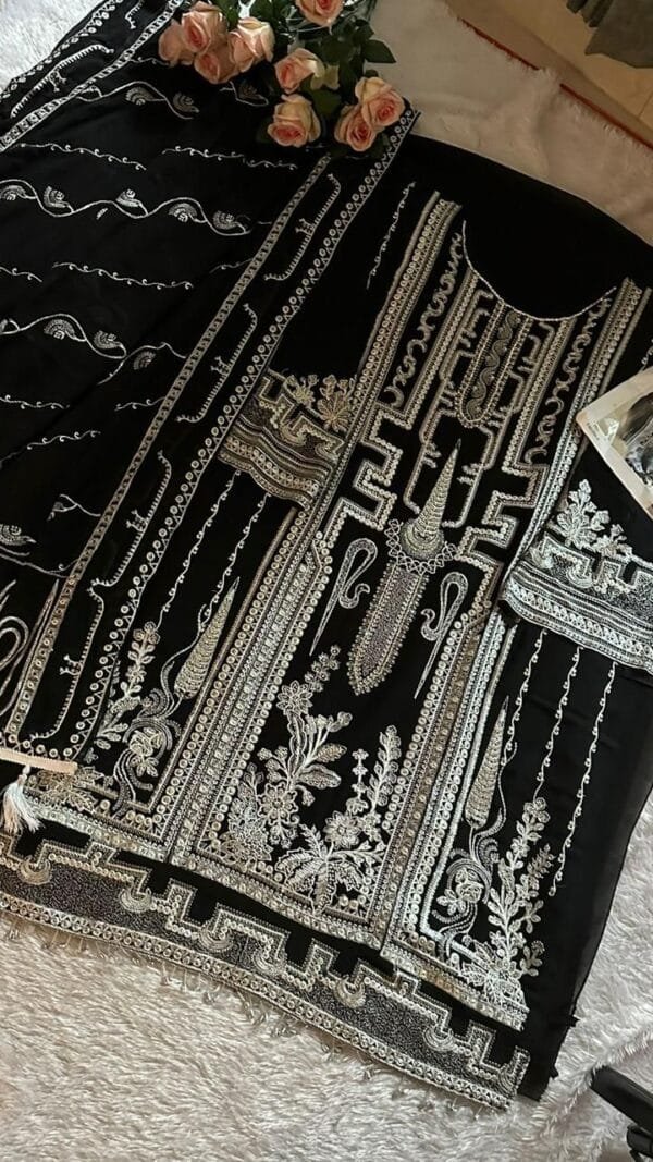 Black Heavy Georgette Fabric with Heavy Work Pakistani Suits in Sale