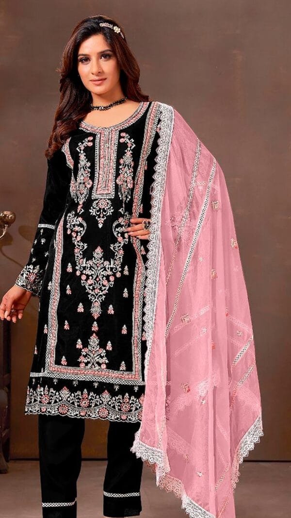 Black Organza With Embroidered Pakistani Suits Sale