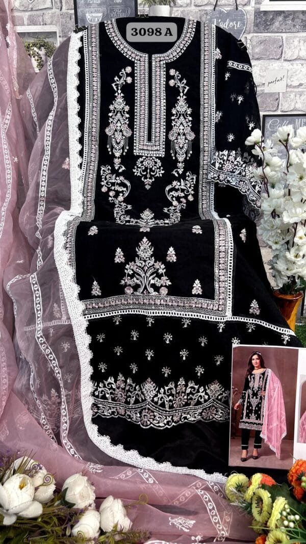 Black Organza With Embroidered Pakistani Suits Sale