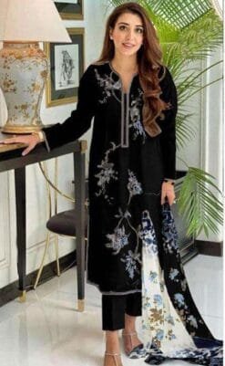 Black Readymade Georgette Beautiful Embroidery Work Pakistani Suits
