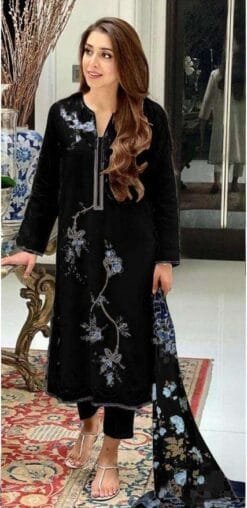 Black Readymade Georgette Beautiful Embroidery Work Pakistani Suits