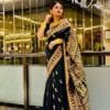 Black Saree With Golden Border Silk