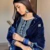 Blue Velvet With inner Thred Work With Sequnce Pakistatani Suits in Sale