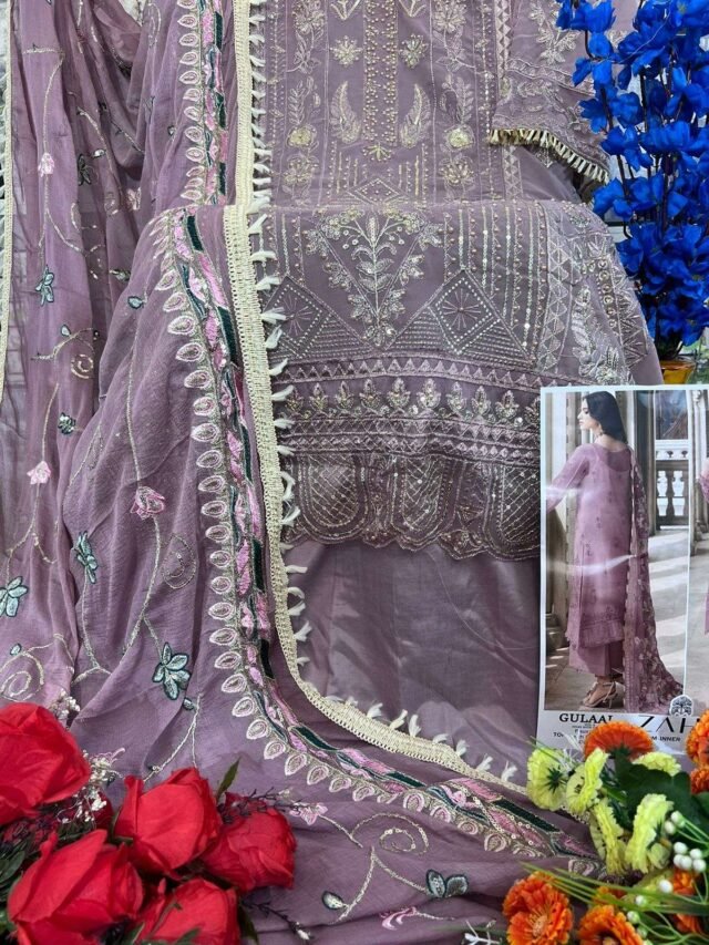 Brown Georgette with Heavy Embroidered Pakistani Suits In Sale