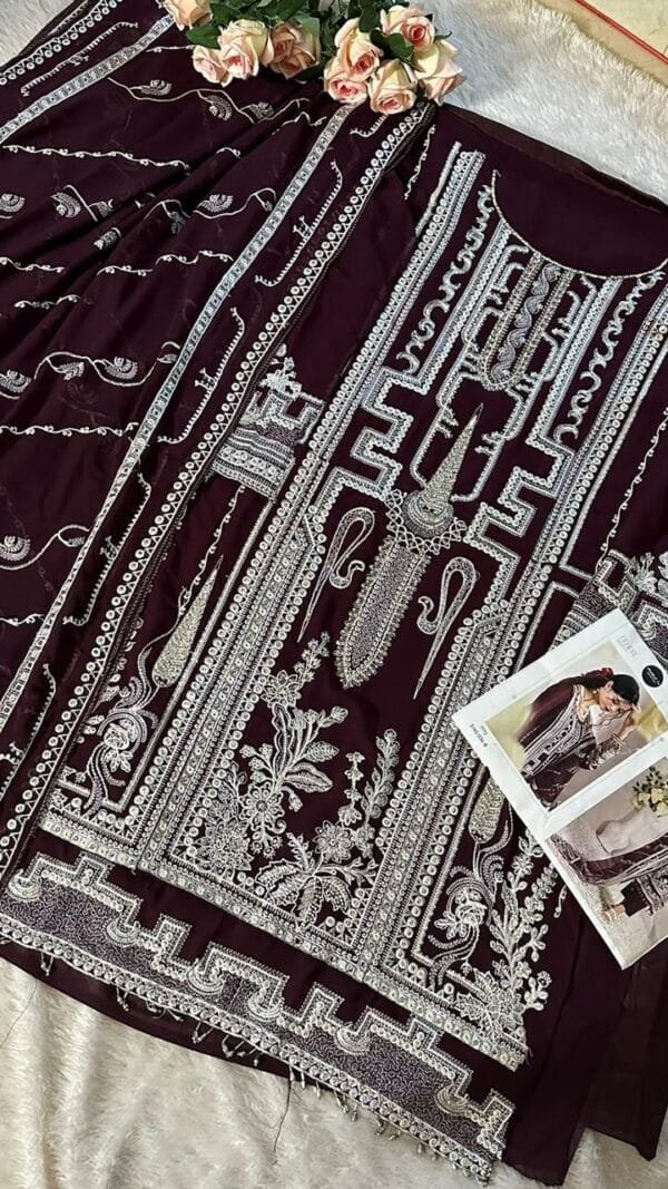 Brown Heavy Georgette Fabric with Heavy Work Pakistani Suits in Sale