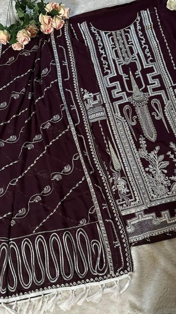 Brown Heavy Georgette Fabric with Heavy Work Pakistani Suits in Sale