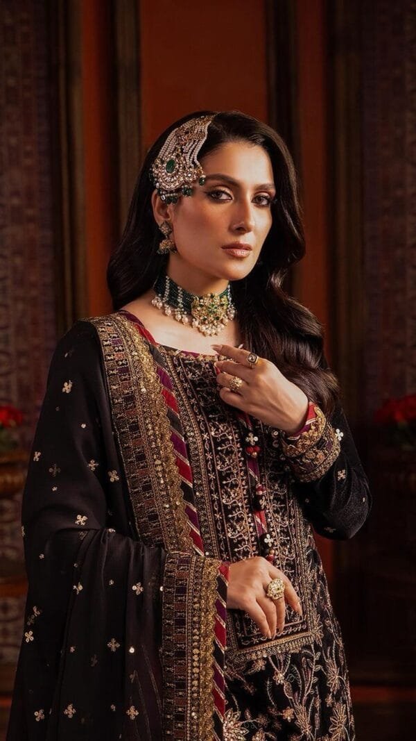 Brown Velvet with Sequence Embroidery Work Pakistani Suits In Sale