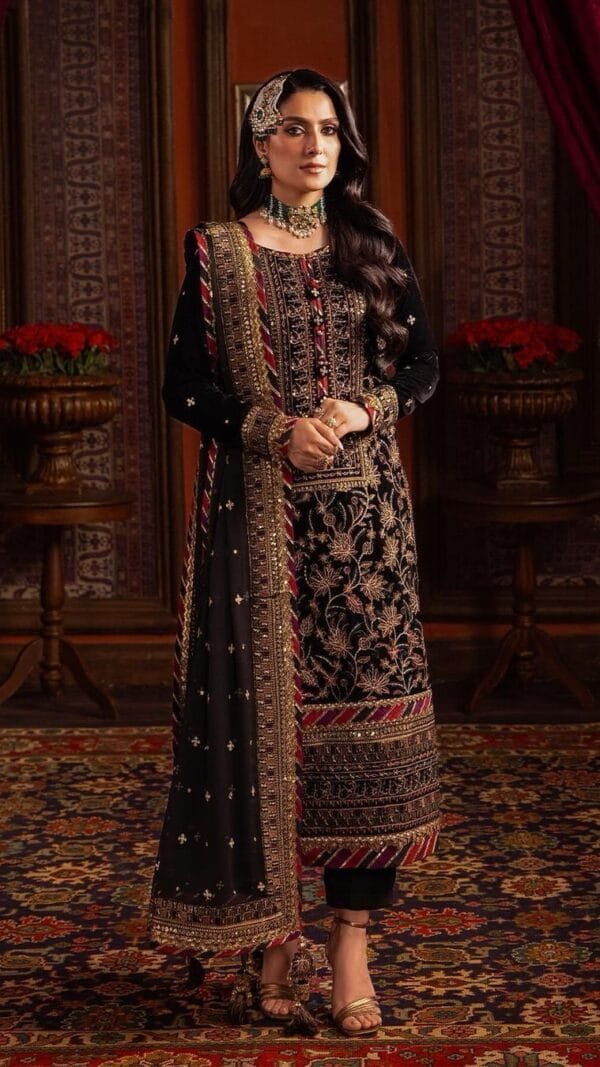 Brown Velvet with Sequence Embroidery Work Pakistani Suits In Sale