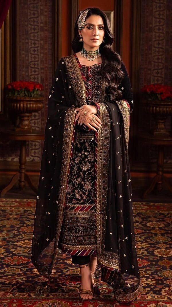 Brown Velvet with Sequence Embroidery Work Pakistani Suits In Sale
