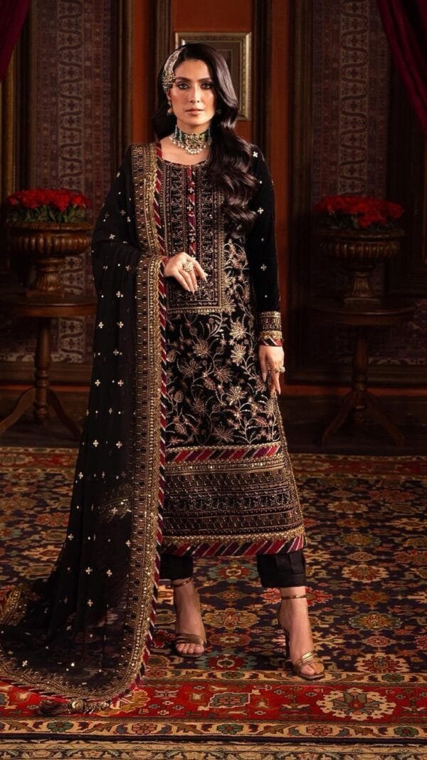 Brown Velvet with Sequence Embroidery Work Pakistani Suits In Sale