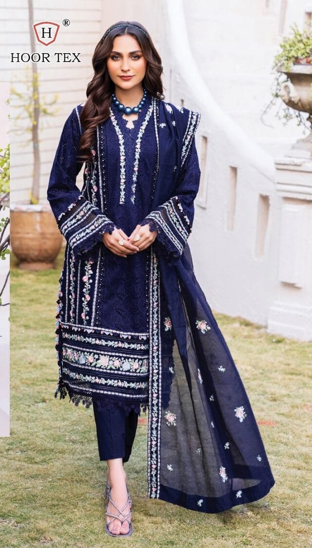 Dark Blue Fox Georgette Pakistani Suits In Sale