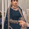 Dark Blue Heavy Fox Georgette with Embroidery Sequence Work Pakistani Suits in Sale