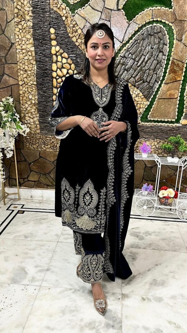 Dark Blue New Designer Party Wear Fully Stitched Pakistani Suits In Sales