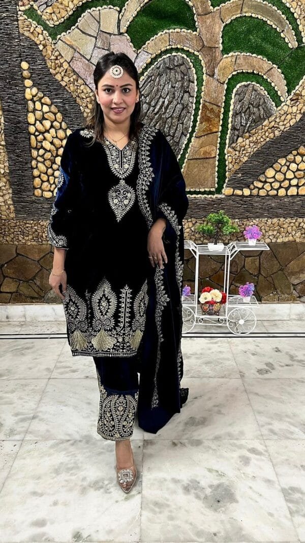 Dark Blue New Designer Party Wear Fully Stitched Pakistani Suits In Sales