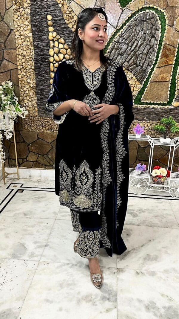 Dark Blue New Designer Party Wear Fully Stitched Pakistani Suits In Sales