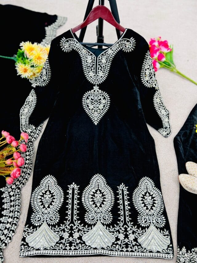 Dark Blue New Designer Party Wear Fully Stitched Pakistani Suits In Sales