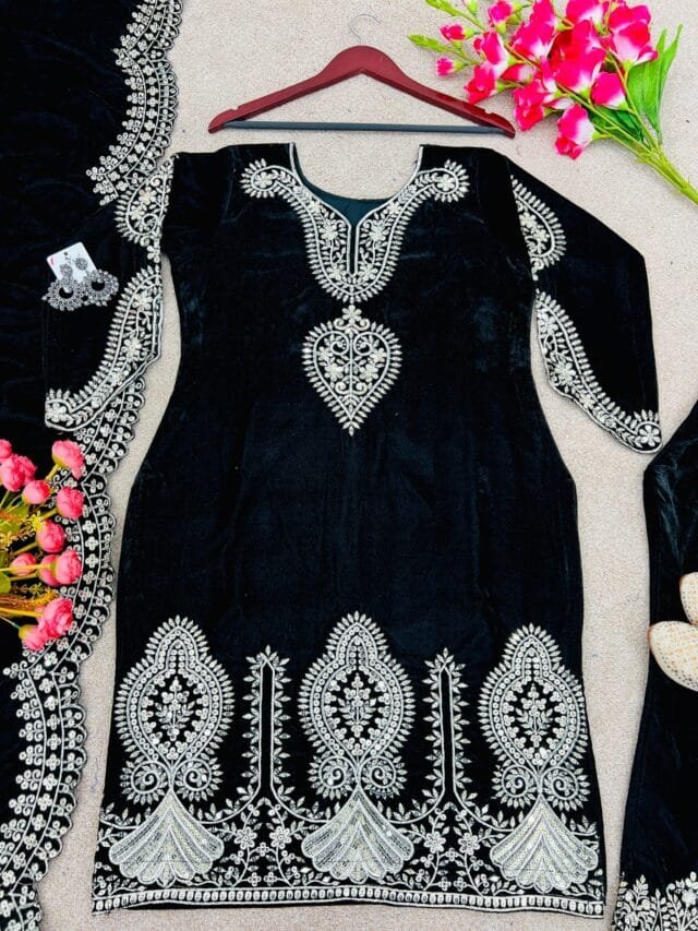 Dark Blue New Designer Party Wear Fully Stitched Pakistani Suits In Sales