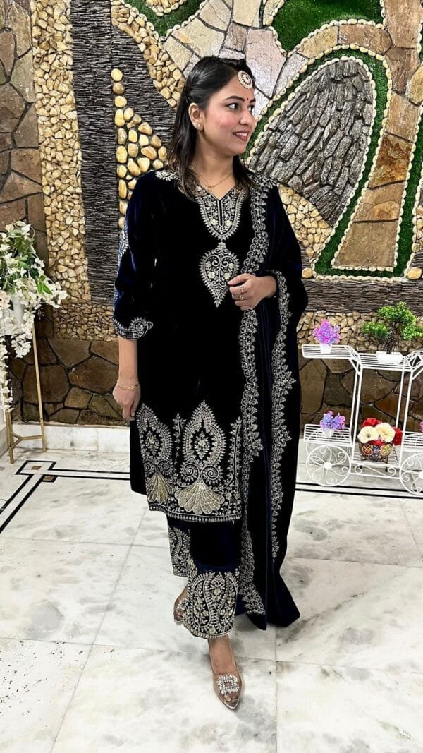 Dark Blue New Designer Party Wear Fully Stitched Pakistani Suits In Sales
