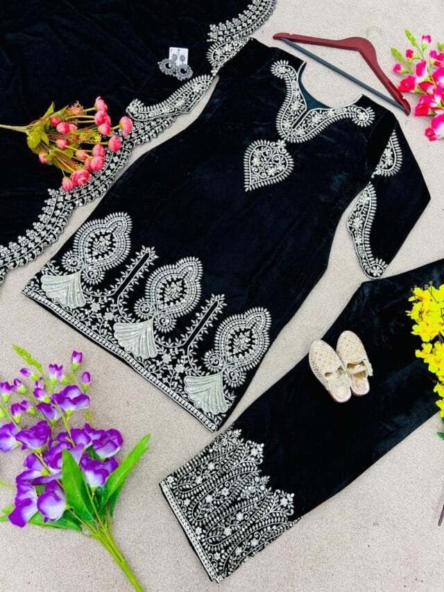 Dark Blue New Designer Party Wear Fully Stitched Pakistani Suits In Sales